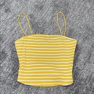 Yellow & White Striped Tank Top